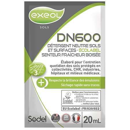 DN600: DETERGENT NEUTRE ECOLABEL DOSETTES 20ML X250 "doses"