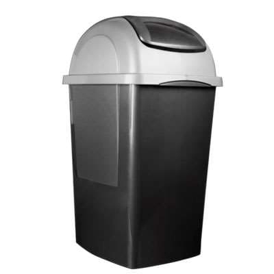 EUROPA: POUBELLE PLASTIQUE NOIR/GRIS COUVERCLE BASCULANT 65L