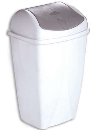 POUBELLE SWING PLASTIQUE BLANC COUVERCLE BASCULANT 25L