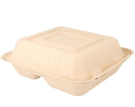 COQUILLES "M" 3 COMPART. 'BIONIC' 20x20x7,5 CM BAGASSE X50