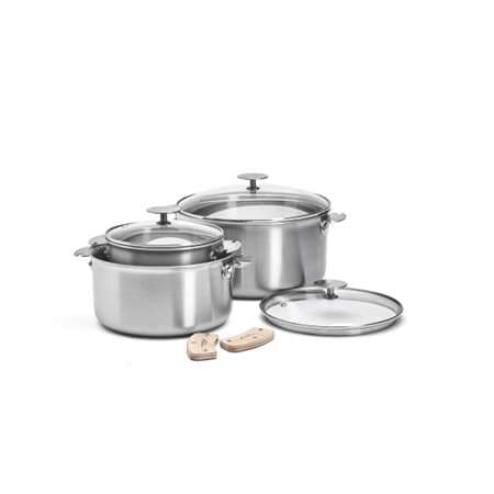 BATTERIE 3 CASSEROLES D16-20-24CM + ANSES + COUV ALCHIMY
