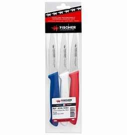 COUTEAU OFFICE LOT DE 3 BLEU-BLANC-ROUGE FISCHER
