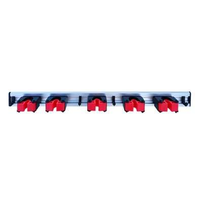 SUPPORT MURAL 5 BLOCS + 3 CROCHETS SUR RAIL ALUMINIUM 70CM