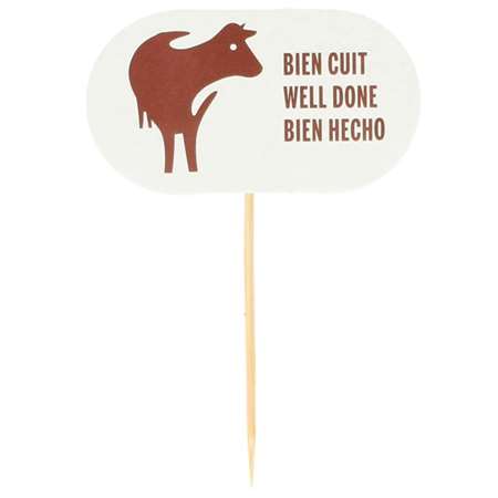 STEAK MARKER "BIEN CUIT" 8CM BLANC X100