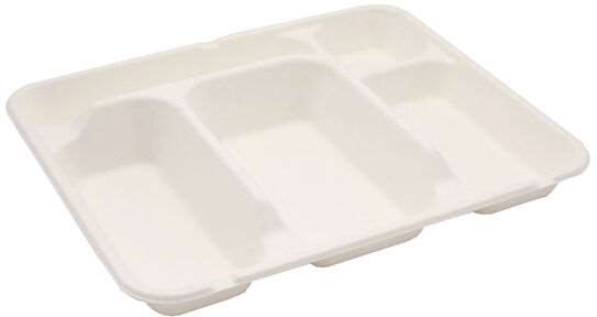 PLATEAUX REPAS FIBRE DE CANNE 5 COMPARTIMENTS x50