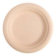 ASSIETTES 'BIONIC' Ø18x1,8 CM NATUREL BAGASSE x50
